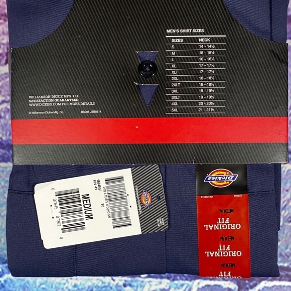 Dickies Work Shirt < Medium, Navy Blue, Short Sleeve, Original Fit, NWT - Picture 5 of 5